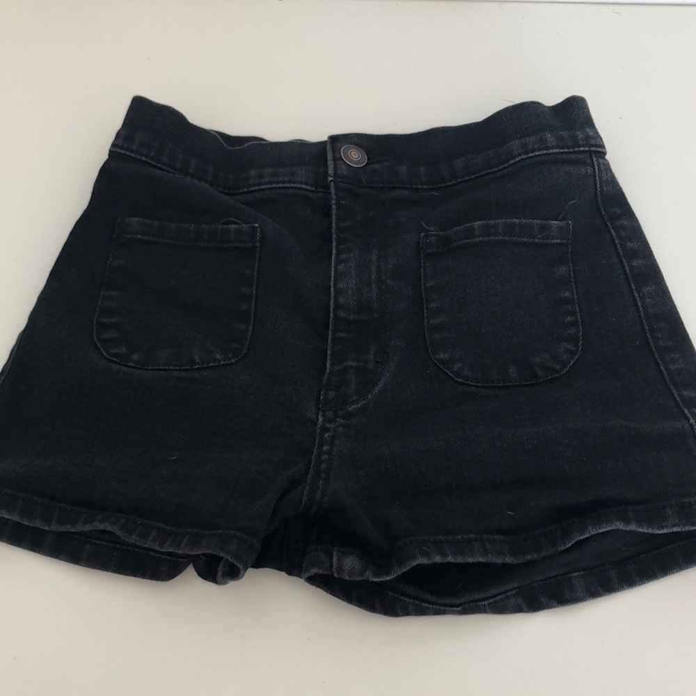 Abercrombie Black Denim High Waisted Shorts